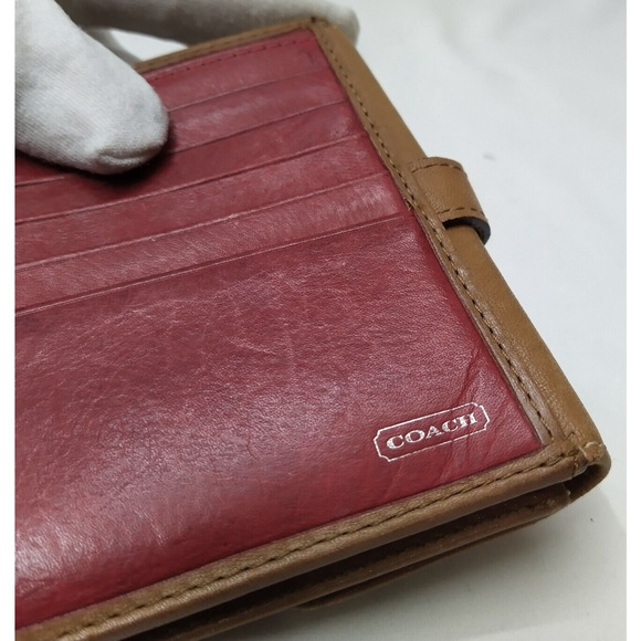Coach Brown Leather Buckle Credit Card ID Window Bifold Square Wallet - Vintage - Picture 11 of 14